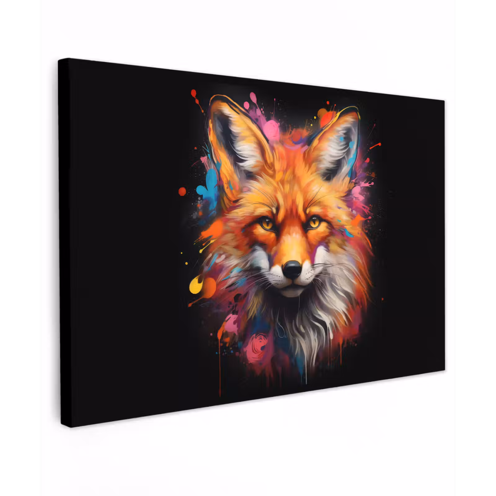 Canvas schilderij - Graffiti - Vos - Zwart - Pop art — 1