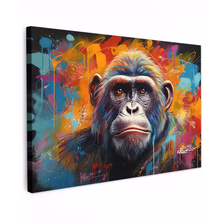 Canvas schilderij - Aap - Gorilla - Graffiti - Dieren - Kleuren — 1