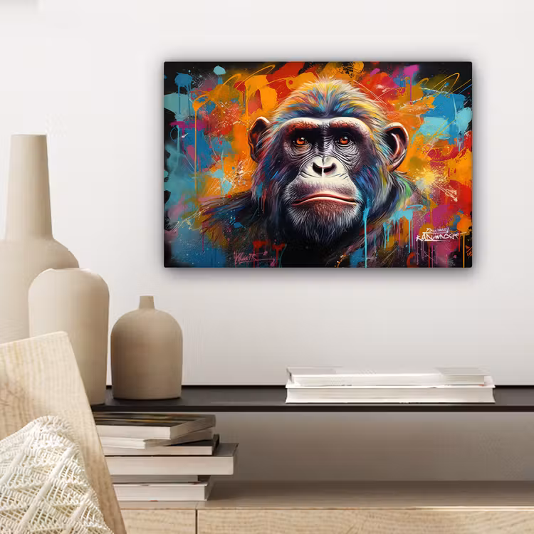 Canvas schilderij - Aap - Gorilla - Graffiti - Dieren - Kleuren — 5