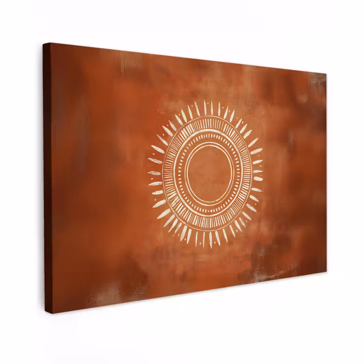 Canvas schilderij - Abstract - Lijnen - Zonnestralen - Roodbruin — 1