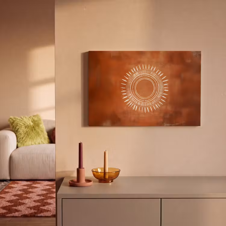Canvas schilderij - Abstract - Lijnen - Zonnestralen - Roodbruin — 2