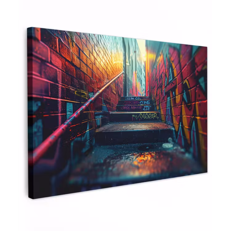 Canvas schilderij - Architectuur - Neon - Trap - Graffiti — 1
