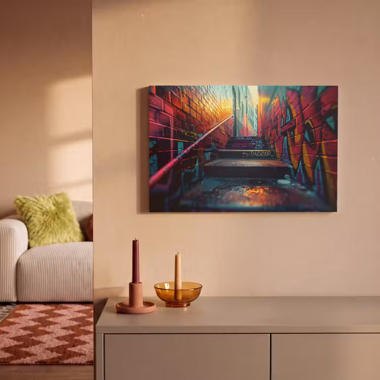 Canvas schilderij - Architectuur - Neon - Trap - Graffiti — 2