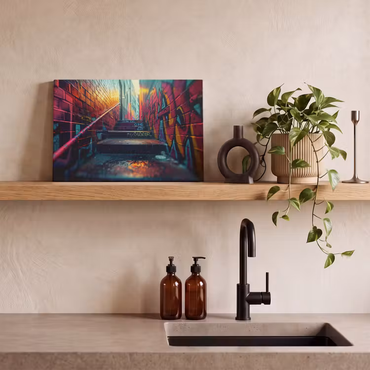 Canvas schilderij - Architectuur - Neon - Trap - Graffiti — 3