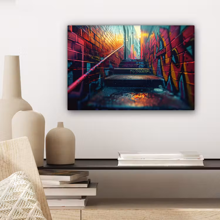 Canvas schilderij - Architectuur - Neon - Trap - Graffiti — 5