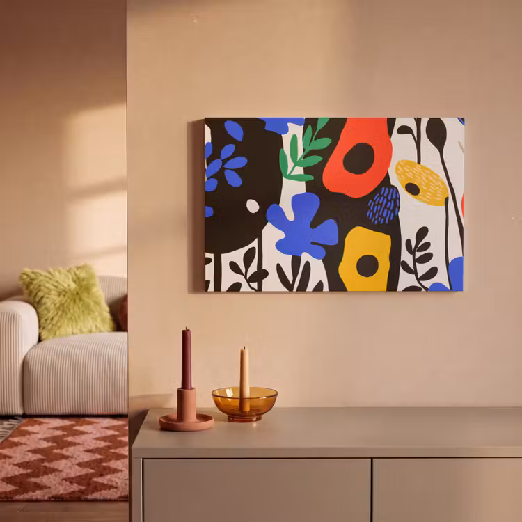 Canvas schilderij - Bloemen - Bladeren - Abstract - Zwart — 2