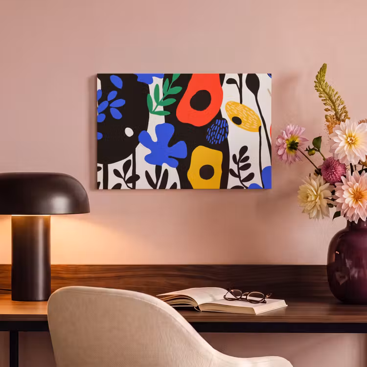 Canvas schilderij - Bloemen - Bladeren - Abstract - Zwart — 4