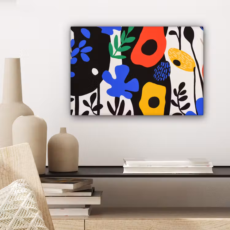 Canvas schilderij - Bloemen - Bladeren - Abstract - Zwart — 5