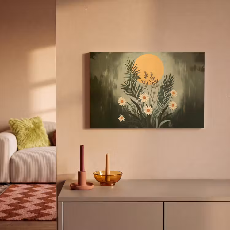 Canvas schilderij - Bloemen - Bladeren - Zon - Groen — 2