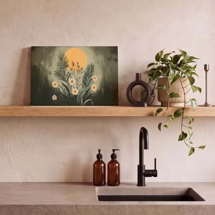 Canvas schilderij - Bloemen - Bladeren - Zon - Groen — 3