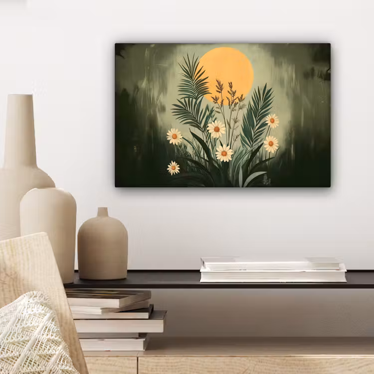 Canvas schilderij - Bloemen - Bladeren - Zon - Groen — 5
