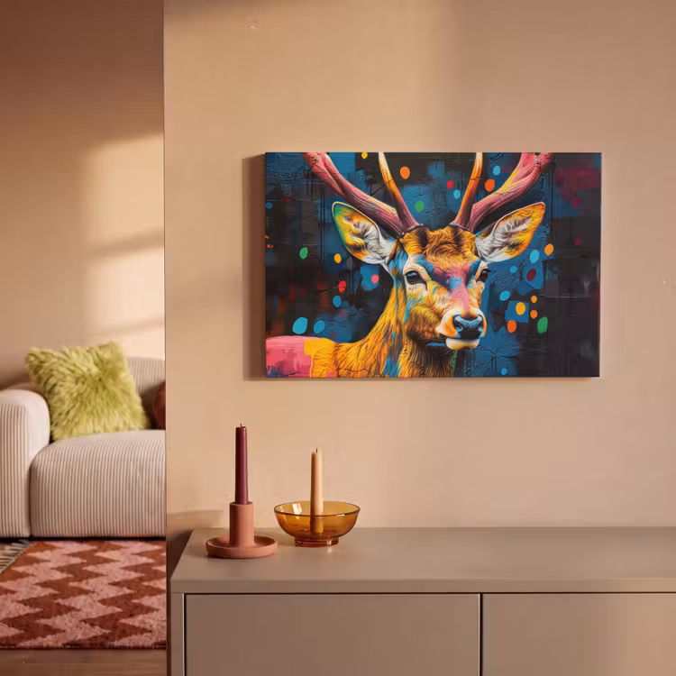 Canvas schilderij - Graffiti - Hert - Dier - Kleurrijk — 2