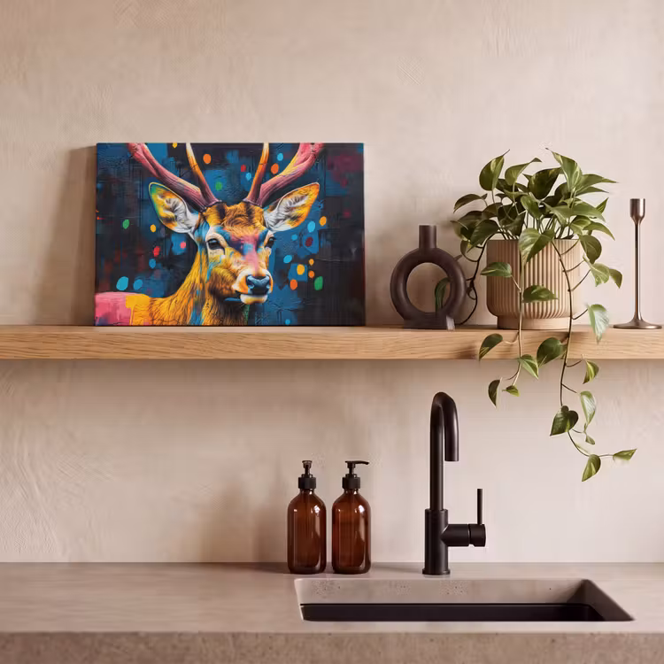Canvas schilderij - Graffiti - Hert - Dier - Kleurrijk — 3
