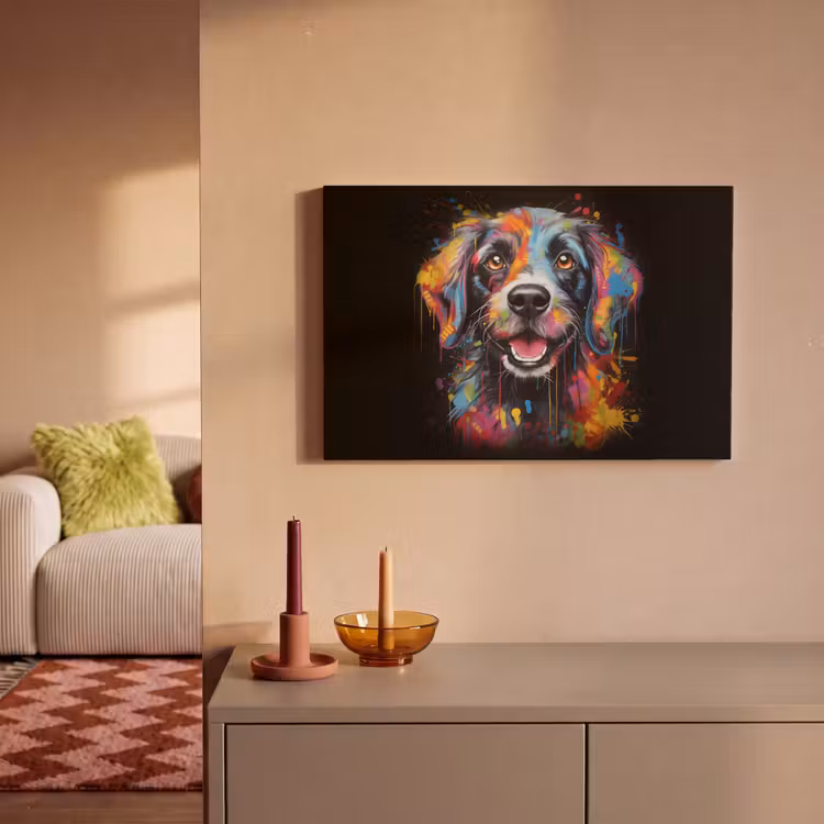 Canvas schilderij - Graffiti - Hond - Zwart - Kleuren — 2