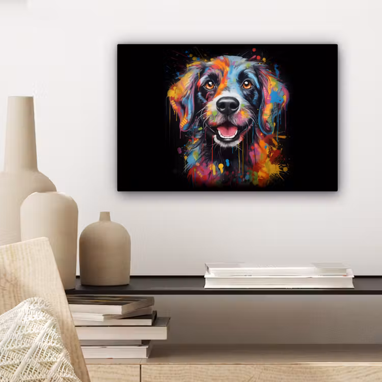 Canvas schilderij - Graffiti - Hond - Zwart - Kleuren — 5