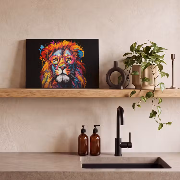 Canvas schilderij - Graffiti - Leeuw - Bril - Zwart — 3