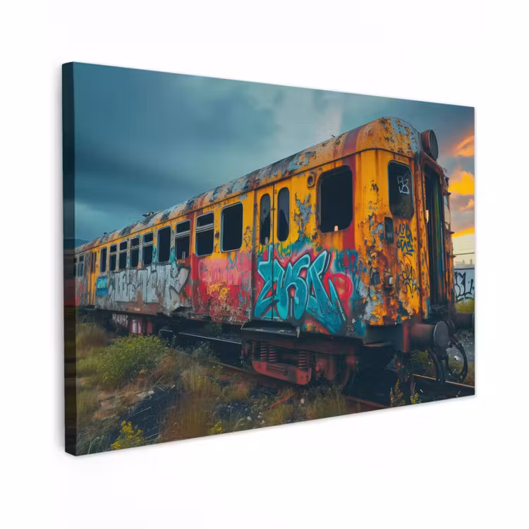 Canvas schilderij - Graffiti - Trein - Street art - Verlaten — 1