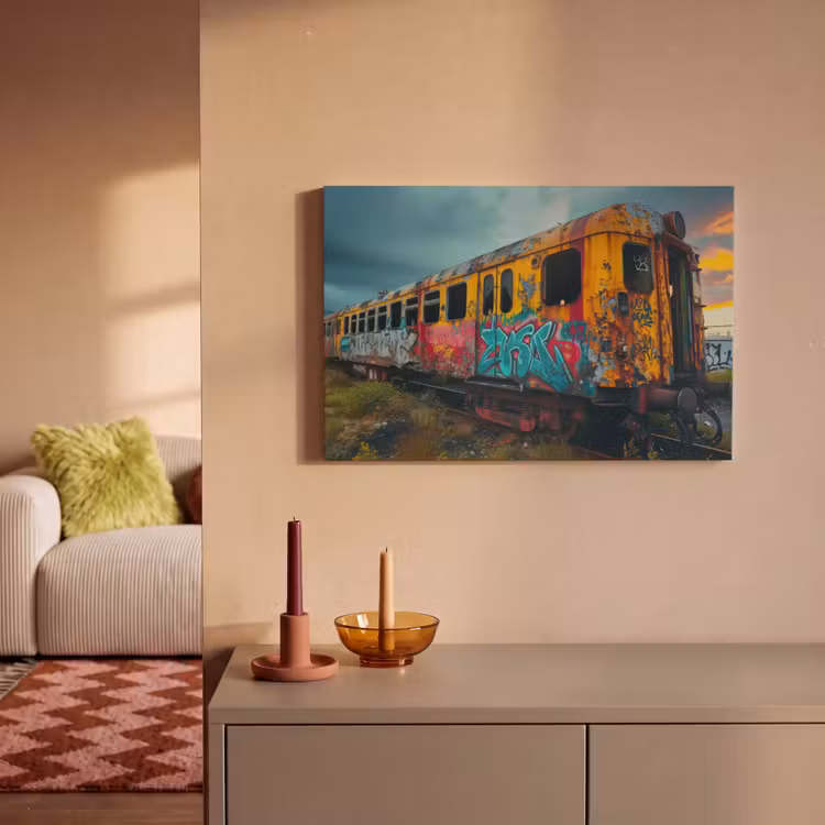 Canvas schilderij - Graffiti - Trein - Street art - Verlaten — 2