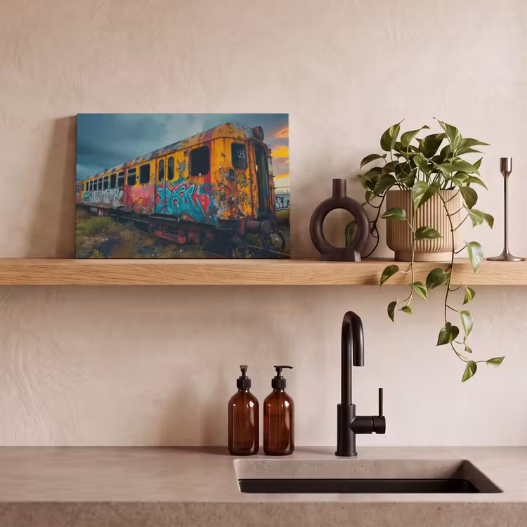 Canvas schilderij - Graffiti - Trein - Street art - Verlaten — 3