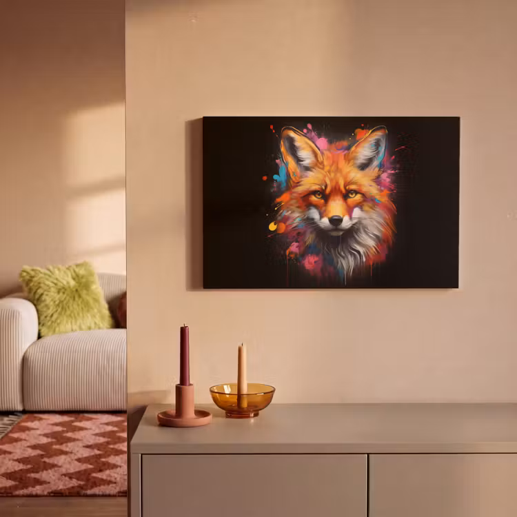 Canvas schilderij - Graffiti - Vos - Zwart - Pop art — 2