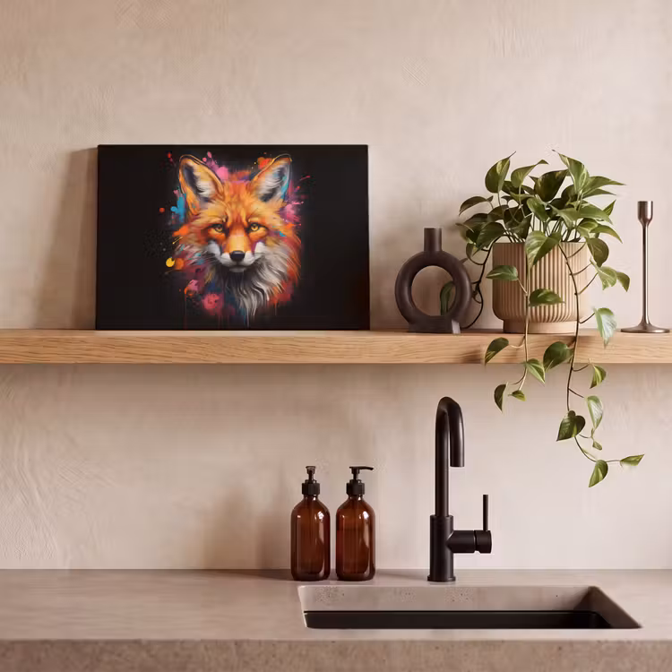 Canvas schilderij - Graffiti - Vos - Zwart - Pop art — 3
