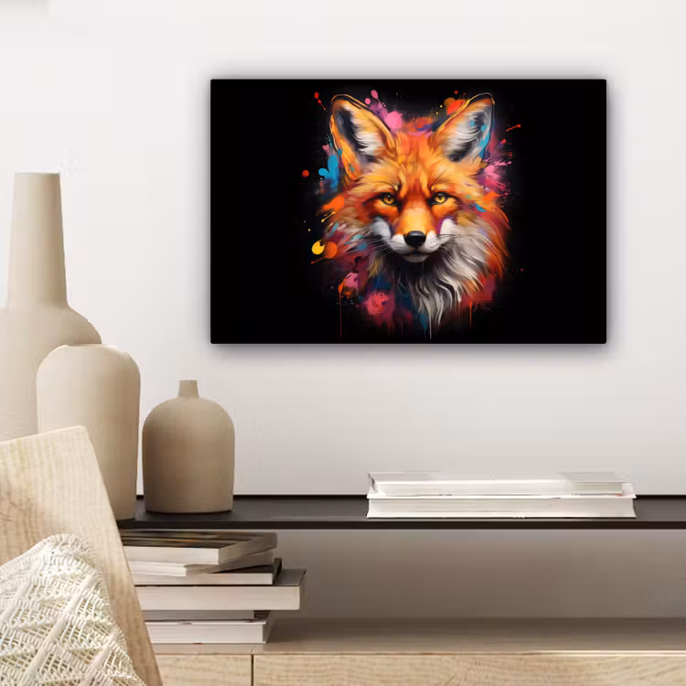 Canvas schilderij - Graffiti - Vos - Zwart - Pop art — 5