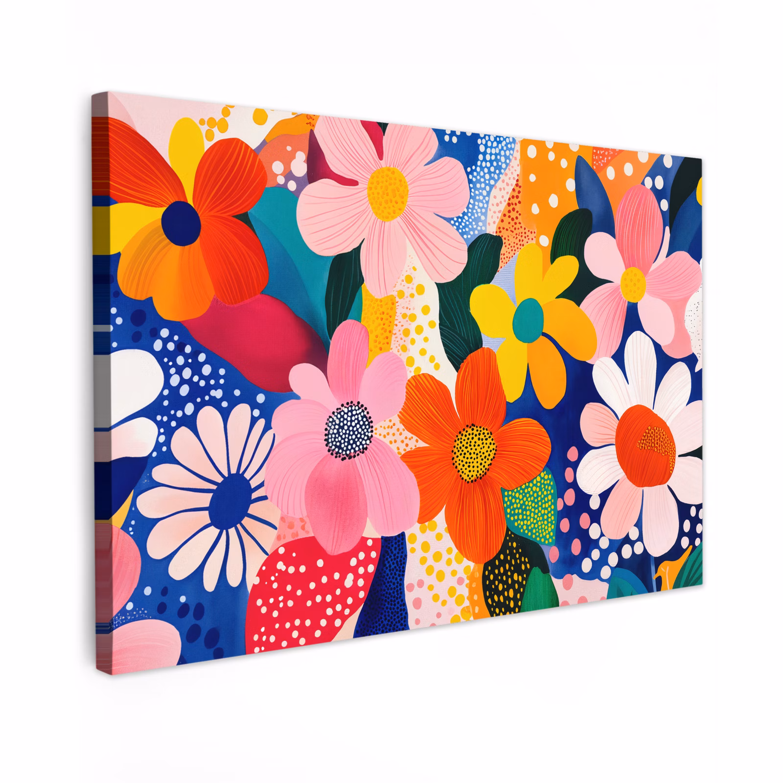 Canvas schilderij - Bloemen - Kleurrijk - Stippen — 1