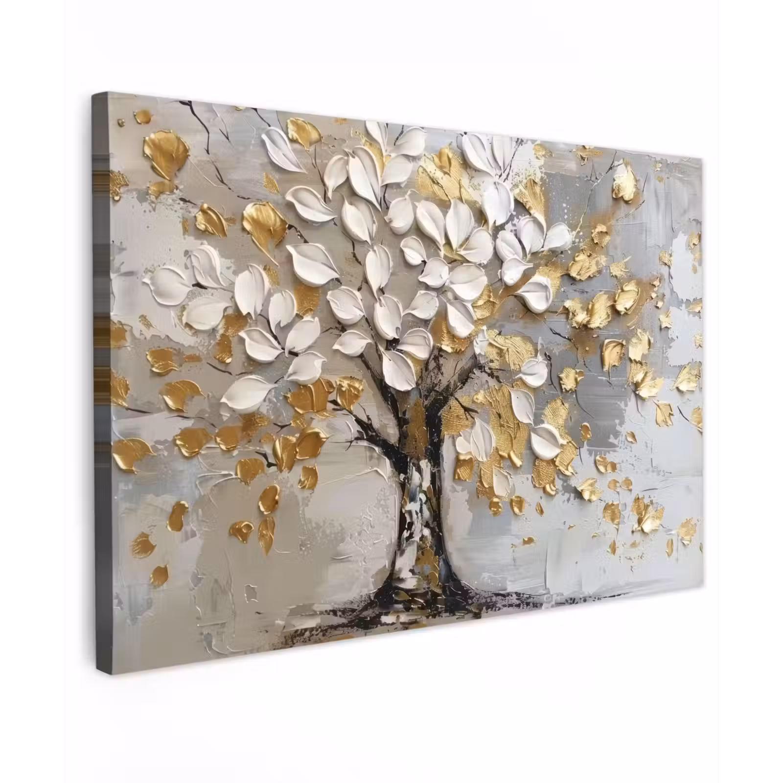 Canvas schilderij - Boom - Beige - Grijs - Goud - Abstract — 1