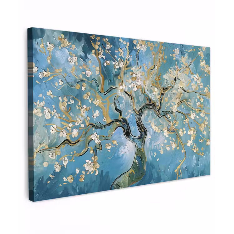 Canvas schilderij - Amandelbloesem boom - Blauw - Abstract — 1