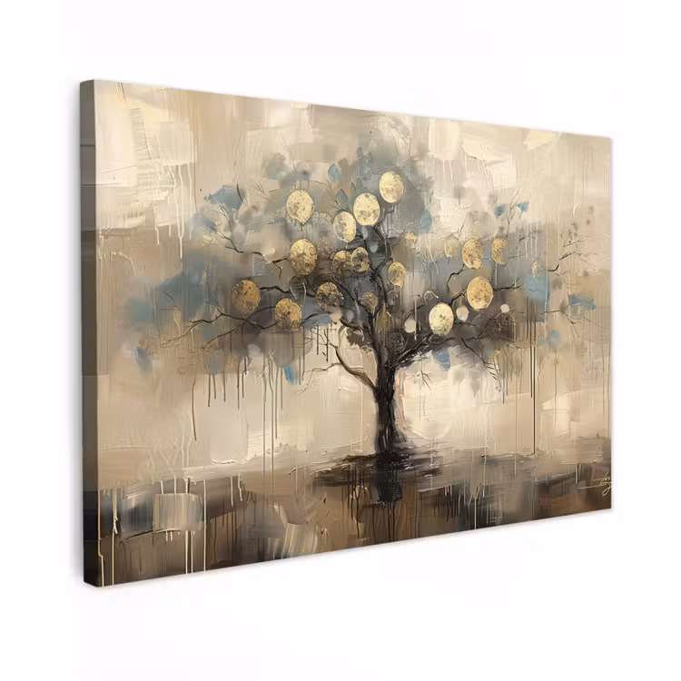 Canvas schilderij - Beige - Abstract - Boom - Goud — 1