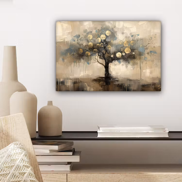 Canvas schilderij - Beige - Abstract - Boom - Goud — 5