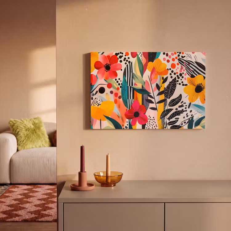 Canvas schilderij - Bloemen - Bladeren - Abstract - Kleurrijk — 2
