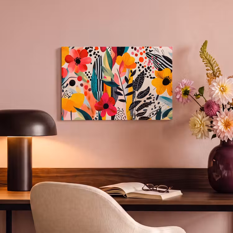 Canvas schilderij - Bloemen - Bladeren - Abstract - Kleurrijk — 4