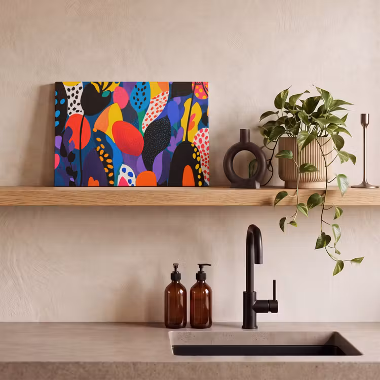 Canvas schilderij - Bloemen - Bladeren - Abstract - Rood — 3