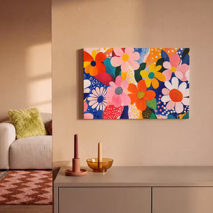 Canvas schilderij - Bloemen - Kleurrijk - Stippen — 2