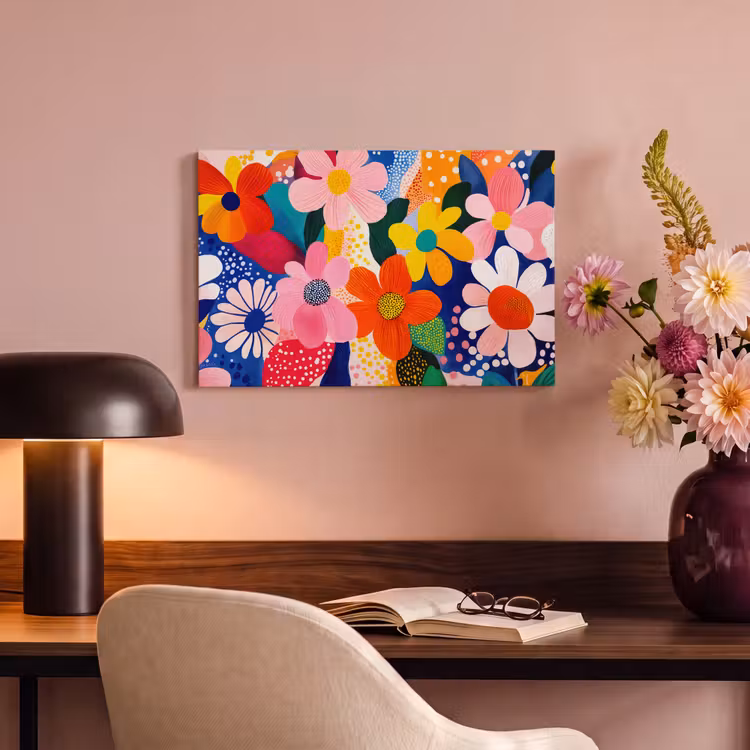 Canvas schilderij - Bloemen - Kleurrijk - Stippen — 4