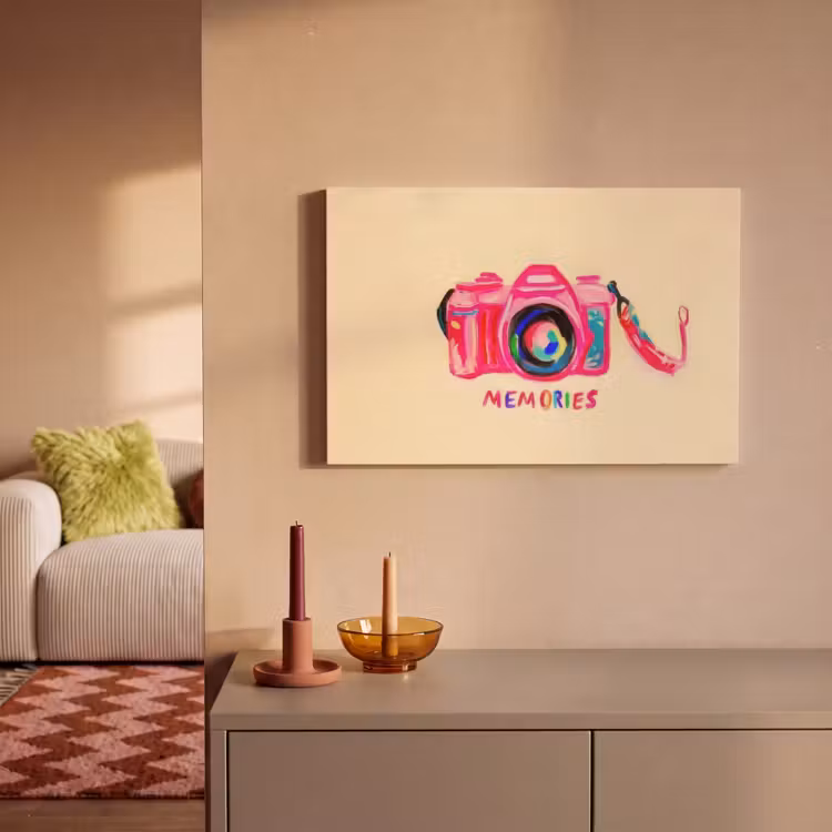 Canvas schilderij - Camera - Memories - Roze - Geschilderd — 2