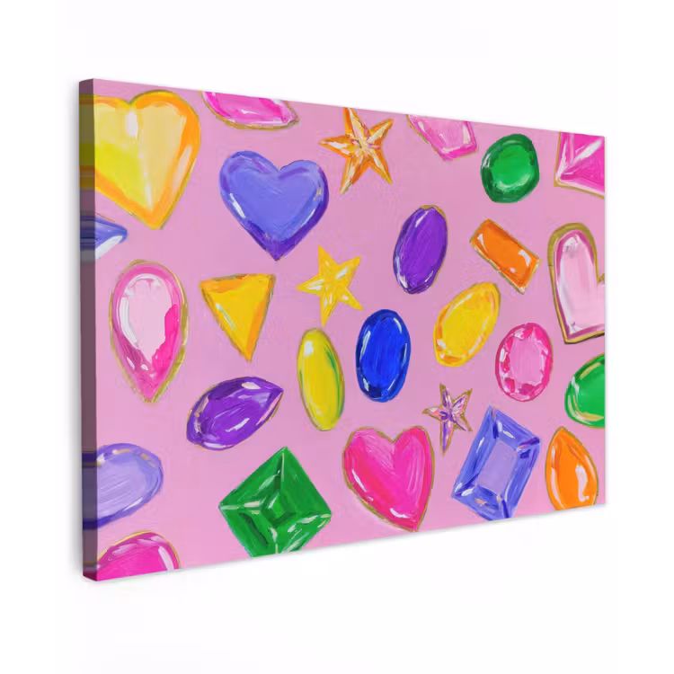 Canvas schilderij - Edelstenen - Vormen - Hartje - Kleurrijk — 1