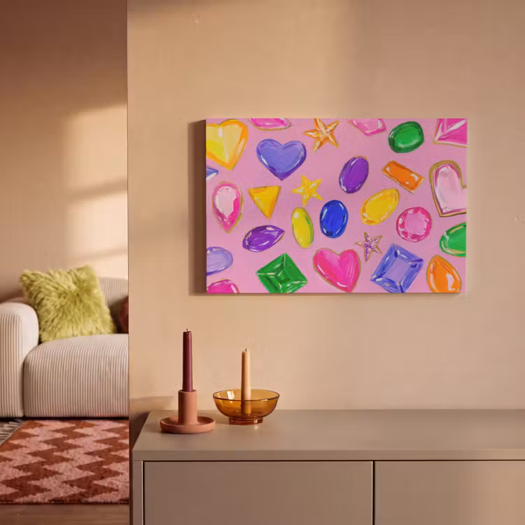 Canvas schilderij - Edelstenen - Vormen - Hartje - Kleurrijk — 2