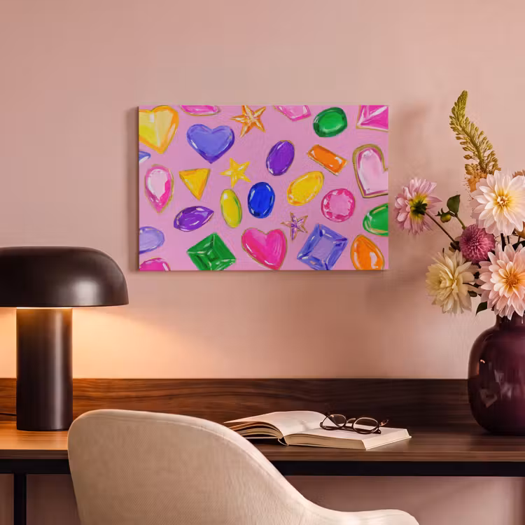 Canvas schilderij - Edelstenen - Vormen - Hartje - Kleurrijk — 4