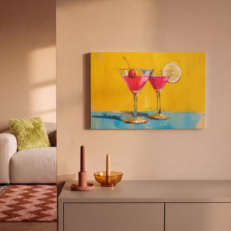 Canvas schilderij - Glazen - Cocktail - Citroen - Kers — 2