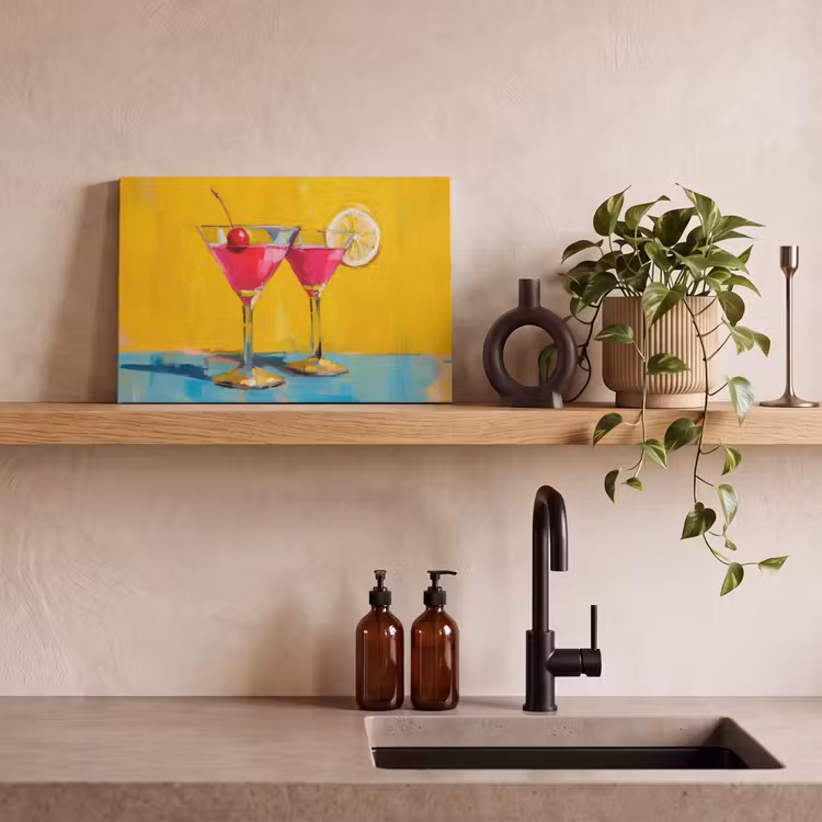 Canvas schilderij - Glazen - Cocktail - Citroen - Kers — 3