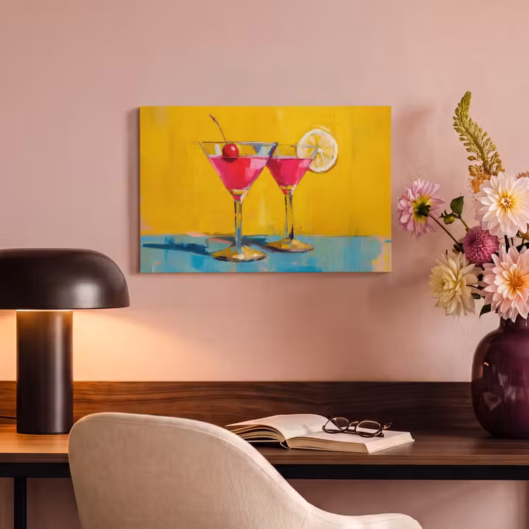 Canvas schilderij - Glazen - Cocktail - Citroen - Kers — 4