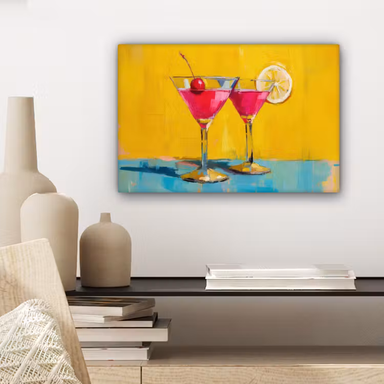 Canvas schilderij - Glazen - Cocktail - Citroen - Kers — 5