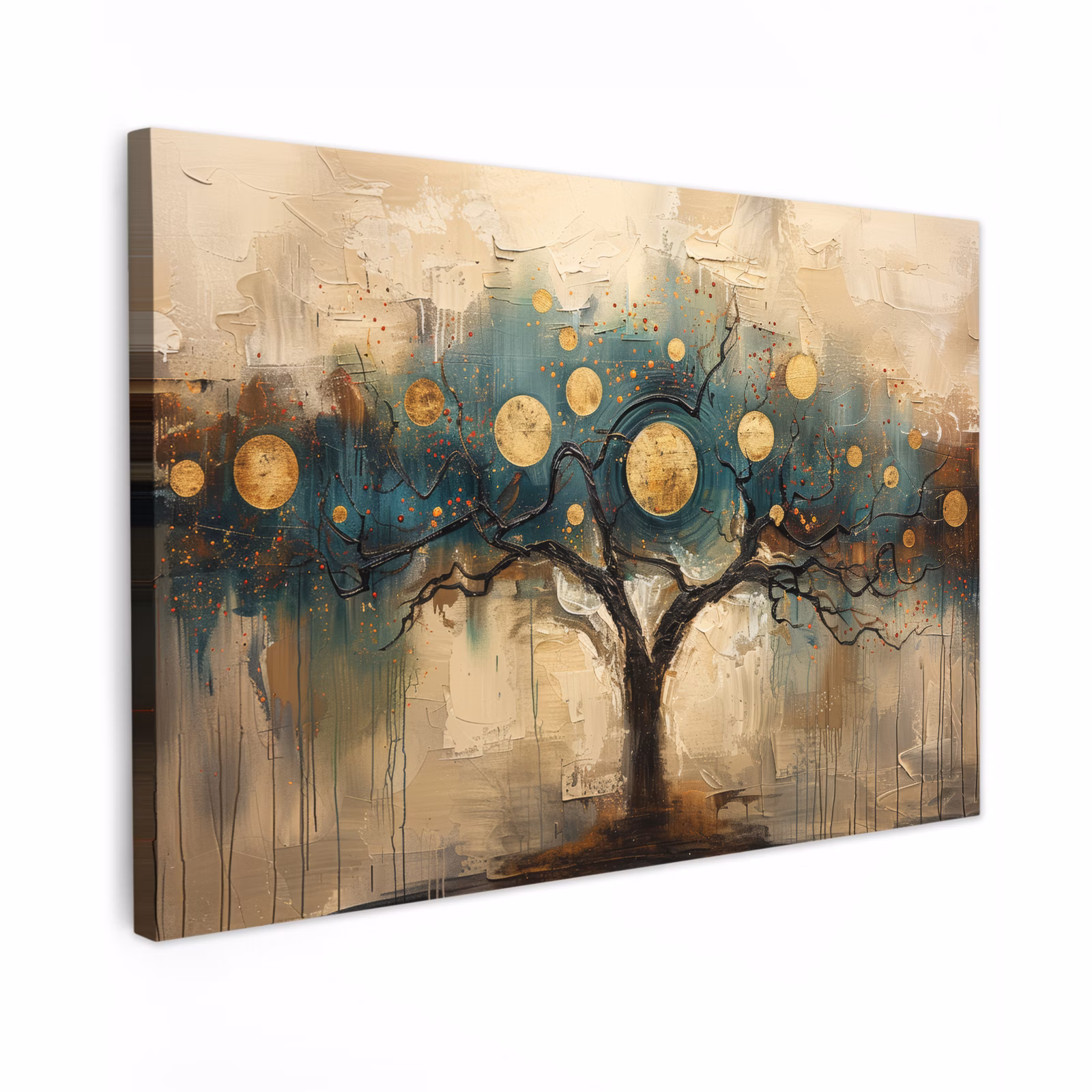 Canvas schilderij - Boom - Kunst - Maan - Watercolor — 1