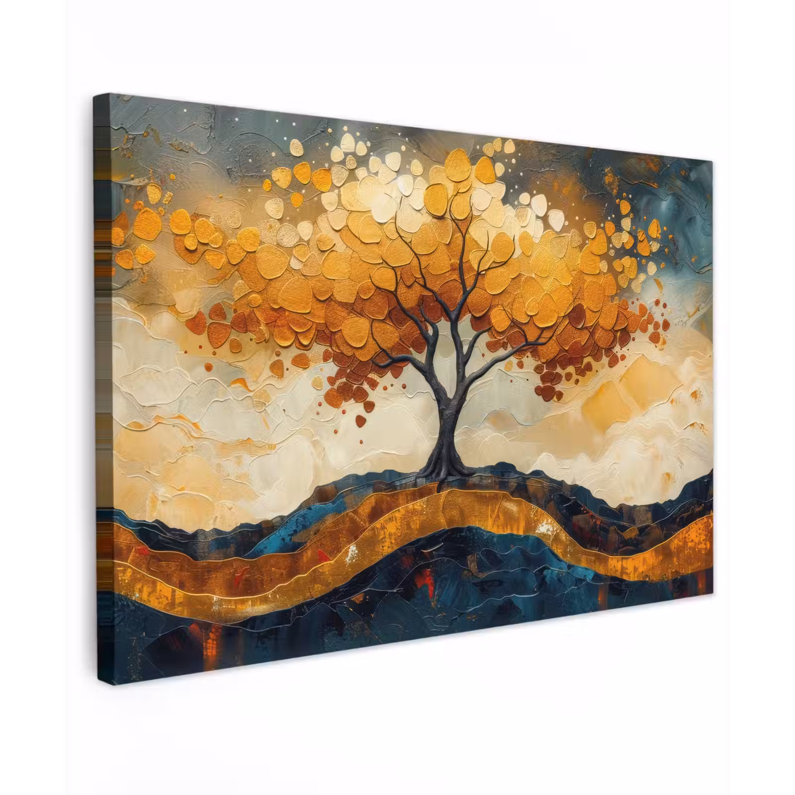 Canvas schilderij - Boom - Natuur - Goud - Modern — 1