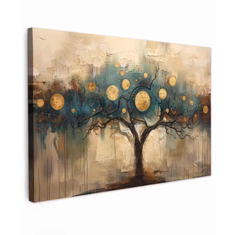Canvas schilderij - Boom - Kunst - Maan - Watercolor — 1