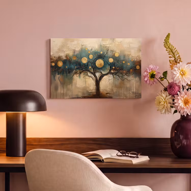 Canvas schilderij - Boom - Kunst - Maan - Watercolor — 4