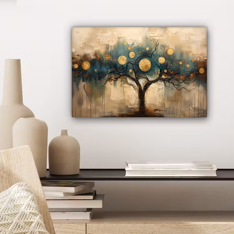 Canvas schilderij - Boom - Kunst - Maan - Watercolor — 5