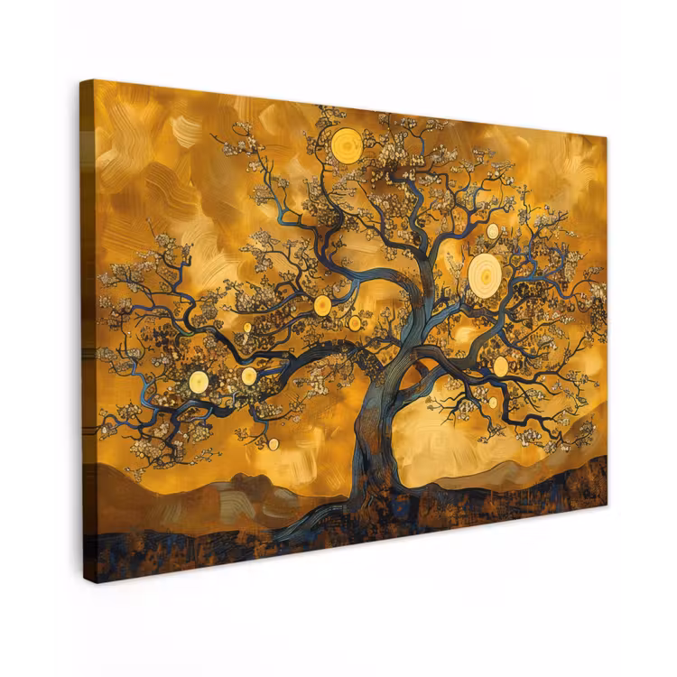 Canvas schilderij - Boom - Levensboom - Abstract - Goud — 1